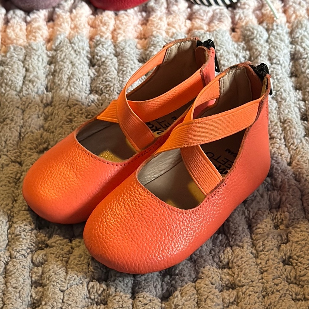 Monkey Feet coral Orange leather toddler Shoes